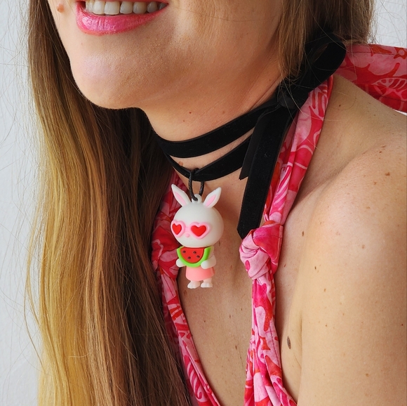 Concept Jewelry Avangard Boho Chic Black Velvet Choker Sexy Bunny - Picture 1 of 13